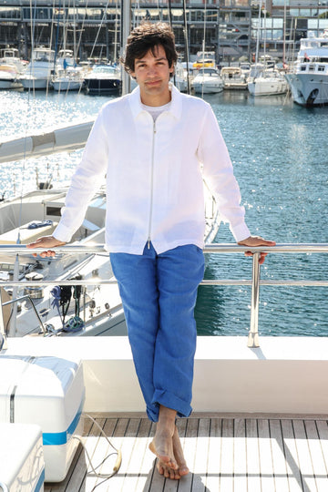 MEN WHITE ZIPPER JACKET
